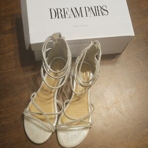 Dream Pairs Glittering Silver Strappy Heels